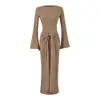 Saia Justa Doce e Feminina, Vestido Feminino de Lã de Um Ombro Multi-Uso com Cadarço, Saia Longa de Garota Popular