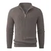 Suéter de Tricô Meia-Zip com Gola Alta Outono Inverno 2026 para Jovens Versátil Moda Casual Camisa Base