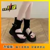 Zapatos de plataforma gruesos de moda para mujer, zapatillas casuales versátiles de nueva temporada primavera/verano 2025 que aumentan la altura con correas de velcro
