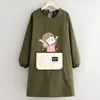 Delantal Impermeable de Dibujos Animados Uso Doméstico de Cocina Cubierta de Manga Limpiable Ropa para Mujer Puesto de Catering Ropa de Trabajo de Manga Larga Impresión de Logotipo