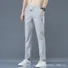 Pantalones de aire acondicionado exclusivos de seda helada transfronterizos, finos, talla grande para hombre, holgados, transpirables, de secado rápido, casuales, de pierna recta, estilo jogger, largos