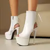Sandalias europeas y americanas para mujer con cremallera lateral y tacón fino, sandalias de verano para mujer con punta abierta, plataforma impermeable, tacones ultraltos, sandalias transfronterizas para mujer