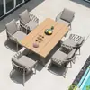 Mesa e Cadeira de Exterior Nórdicas Pátio Villa Quintal Tampo de Rocha Mesa Longa Exterior Ar Livre Terraço de Jardim Combinação de Rattan de Lazer