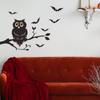 Novo Halloween halloween054 Black Owl Branch Bat Home Adesivo de parede decorativo