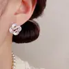 Pendientes de Botón Exquisitos de Plata Gruesa con Capas Delgadas de Zirconia, de Moda Versátiles, Pequeños Frescos Simples Elegantes para Mujer, Venta al por Mayor