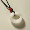 Collar Bodhi de Jade Blanco Pareja Hecho a Mano DIY Bolsa de Material Raíz Bodhi Semilla Original Pulido Acabado Anillo Unisex