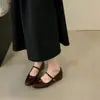 Zapatos de Piel Planos Estilo Floral Camelia, Nuevos Zapatos Mary Jane Estilo Retro de Noche para Primavera y Otoño con Aumento Oculto de Altura