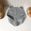 Gorro de Lana Tejido con Orejas de Oso Lindas Estilo Japonés y Coreano para Mujer Cabeza Grande Combinable Cara Pequeña Cálido Protector de Orejas