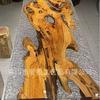 Mesa de río de resina de madera maciza, mesa de té ondulada, muebles de tablero entero, mesa de acrílico, escritorio Foshan, mesa de tablero grande de madera maciza