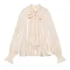 Ins ropa de mujer al por mayor estilo europeo y americano transfronterizo elegante camisa con lazo textura de satén de seda 8741252 756