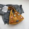Nova Bolsa de Palha Tecida Feita à Mão 2025 Estilo Fresco Feminino Casual Grande Capacidade Bolsa de Ombro Personalizada Bolsa de Mão Florida Vazada