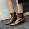 Botines Chelsea Versátiles Adelgazantes Franceses de Piel de Cordero 2026 Otoño/Invierno Tacón Medio Grueso Punta Cuadrada Piel Genuina Botines Profesionales para Mujer