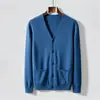 Cárdigan de Punto para Hombre de Comercio Exterior Negocios de Alta Gama Casual Cuello en V Color Sólido Suéter para Hombre Simple de Primavera y Otoño Ropa para Hombre