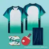 Uniformes de Tenis de Mesa Personalizados Directo de Fábrica Impresión Digital Todo en Uno Adultos Niños Competición Entrenamiento Jerseys Transpirables de Secado Rápido