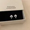 Pendientes de Zirconia con Lazo Estilo Ins, Pendientes Elegantes y Gráciles para Mujer al por Mayor, Lujo Ligero, Gama Alta, Exquisitos Accesorios para Orejas
