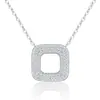 Exquisita Cadena para Clavícula de Moissanita con Colgante de Marco Cuadrado Hueco de Plata de Ley S925, Adecuado para el Uso Diario y en el Lugar de Trabajo, Collar de Joyería Plateada