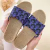 Zapatillas de Hogar para Pareja de Tela Lino Algodón Zapatillas de Casa Antideslizantes para Hombre y Mujer Suela Gruesa Verano Venta al por Mayor