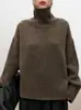 Suéter de lã 100% pesado com gola alta feminino solto plus size estilo preguiçoso pulôver tricô oversized base suéter transfronteiriço