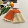 Sombrero de pescador tejido a juego de colores para mujer, transpirable, de verano, estilo coreano, combina con todo, con la cara al descubierto, pequeño cubo, lavabo, sombrero hueco.