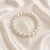 Pulsera Elástica de Perlas Simple Retro Francesa Pulsera de Moda de Lujo Ligero Francesa Popular en Internet Diaria Para Combinar con Todo Pulsera Elegante