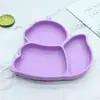 Plato de Cena de Silicona Nuevo Producto Transfronterizo Ardilla Ciervo Sika Vajilla Infantil Cuadrado Engrosado Tres Compartimentos Plato de Cena Infantil de Silicona