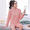 Traje de Camiseta Térmica de Otoño e Invierno para Adolescentes Ropa Interior Cálida para Niños Grandes Cuello Medio Terciopelo Pantalones de Otoño Pijama para Casa Cuello Redondo