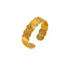 Anillo Abierto de Acero de Titanio Transfronterizo que No se Desvanece, Anillo de Lujo Ligero de Gama Alta Color Dorado, Joyería Simple de Acero Inoxidable 316 para Mujer