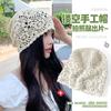 Touca de Crochê Flor de Crochê Feita à Mão Fábrica Em Estoque Chapéu de Tricô Floral Vazado para Meninas Venda por Atacado Primavera e Outono Chapéu Slouchy de Renda