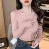 Capa base otoño invierno nuevo top de cuello redondo ropa interior suéter de punto para mujer delgado de manga larga suéter elegante