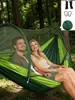 Hamaca Antimosquitos Columpio de Apertura Rápida Nailon Red para Mosquitos Estilo Camping al Aire Libre Patio Antidesgarro Tela de Paracaídas Doble Antivuelco