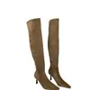 Otoño 2026 Nueva Moda Botas Plegables Apilables de Dos Formas de Usar Tacón Alto Punta Fina Francesa Largas Hasta la Rodilla para Mujer