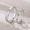 Runxin novo anel de casal asas de anjo anel aberto versátil simples anel de casal zircônia entrega em peça única