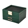 Caja de joyería personalizada con tres capas de ventana de PU, para pendientes, anillos, collares, caja de joyería de princesa, caja de almacenamiento de accesorios, caja de regalo