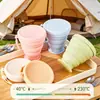 Taza de Agua Plegable para Viaje Grado Alimenticio Silicona Camping Portátil Exterior Resistente a Altas Temperaturas Boca para Beber Enjuague Bucal Cepillo de Dientes Taza