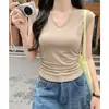Tiro Real # Camiseta sin Mangas de Hombro Irregular de Modal para Mujer, Estilo de Verano de Nicho de Manga Corta, Top de Manga de Mosca Pequeña.