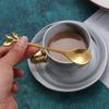 Cuchara de acero inoxidable Cuchara Hoja Dorada tenedor para fruta con cuchara de regalo para mano cuchara para mezclar café cuchara para miel cuchara de almidón de raíz de loto de Nido de Pájaro
