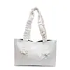 Bolsa de Ombro Feminina 2025 Nova Moda Início da Primavera Estilo Coreano Elegante com Laço Plissado Grande Capacidade