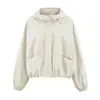 Chaqueta deportiva casual con capucha estilo europeo y americano 2026 principios de otoño con cremallera elástica de cintura alta cárdigan retro