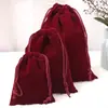 Bolsas de terciopelo con cordón, Empaques de regalo de terciopelo, Bolsas con cordón para empaque de joyería, Bolsas de almacenamiento de felpa, Al por mayor en stock