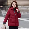 Chaqueta de Algodón con Felpa de Invierno para Madres de Mediana Edad y Mayores, Abrigo Cálido de Cuello Alto, Abrigo de Algodón Holgado y Elegante con Capucha para Abuelas