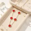 Collar de Trébol de Cuatro Hojas de Cinco Pétalos para Mujer, Lujo Ligero, Colgante Colorido de Nácar, Cadena Larga para Clavícula con Borla, Joyería Versátil de Acero de Titanio