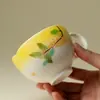 Taza de té de cerámica pintada a mano con asa, especialmente diseñada para mujeres, Taza Maestra, Juego de té Kung Fu, Taza individual