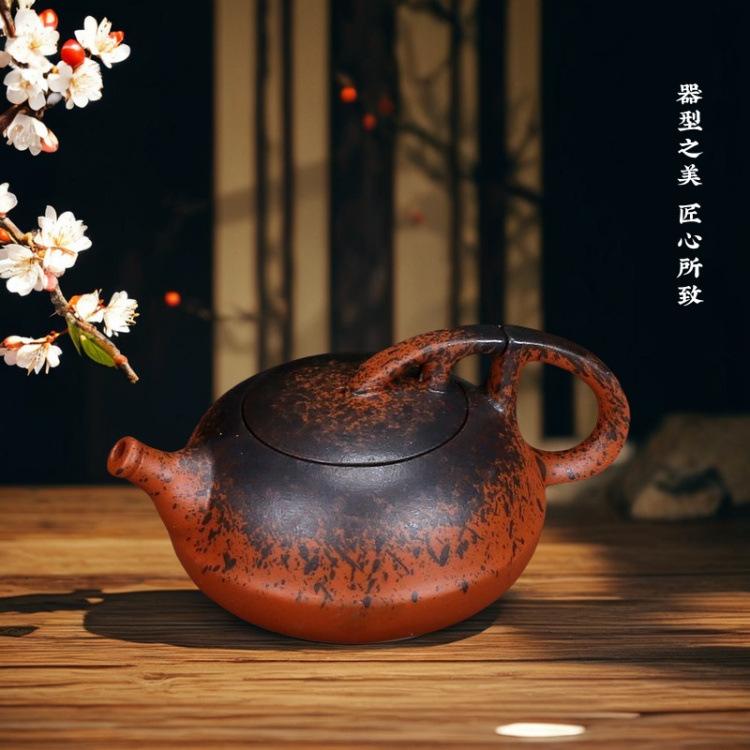 柴烧泼墨茶壶