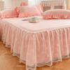 Saia de Cama Branca Estilo Princesa Camada Única com Acabamento em Renda, Saia de Colchão de Verão, Protetor de Pó, Lençol Antiderrapante