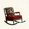 Mecedora Retro Francesa para Uso en Casa, Sillón Reclinable Perezoso de Perla para Ocio, Mecedora de Sofá Individual de Diseñador de Madera Maciza