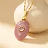 Colar de gota oval com cravação de diamantes, imitação de pedra natural, banhado a ouro 18k, transfronteiriço, joias de moda multicoloridas de luxo leve atacado