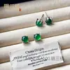 Pendientes de Ágata Calcedonia Natural Grado A Verde Claro con Incrustación Plateada, Pendientes Simples Vintage con un Toque de Lujo, Exquisito Diseño Pequeño de Cabujón