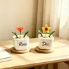 Plantas en maceta de vidrio Zibo, flores de diciembre, ramos de flores artificiales, flores de vidrio para cumpleaños, decoraciones de escritorio, adornos blancos, Día de la Madre transfronterizo
