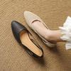 Zapatos de Mujer Estilo Verano 2026, Boca Baja, Tacón Grueso, Piel Suave, Suela Suave, Cómodos, Punta Fina, Diseño Hueco, Zapatos de Cuero Geniales para Mamá