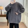 Venda quente transfronteiriça, direto da fábrica, novo suéter casual de gola redonda para outono e inverno, malha básica, suéter folgado plus size